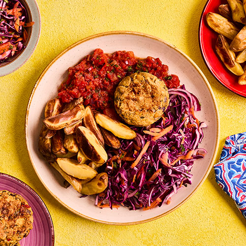 Falafel with Wedges and Slaw