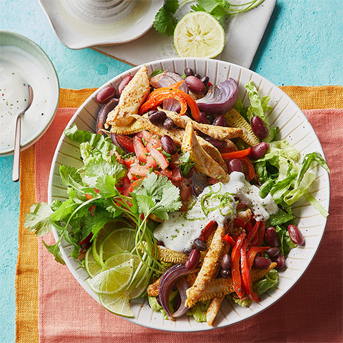 Bowled Over cookbook - chicken fajita bowls