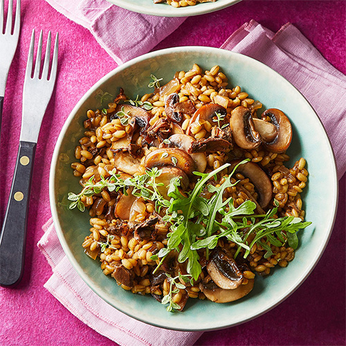 Bowled Over cookbook - mushroom and pearl barley risotto