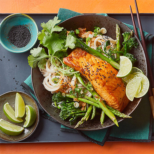 Bowled Over cookbook - salmon kimchi noodle bowls