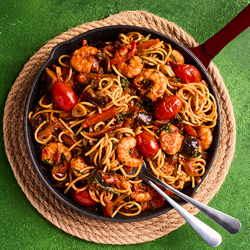 Slimming World Kitchen heavenly harissa prawn pasta